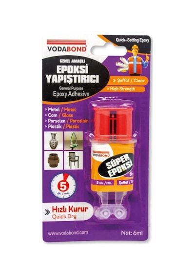 Vodabond Epoksi Şırınga 6g, Şeffaf