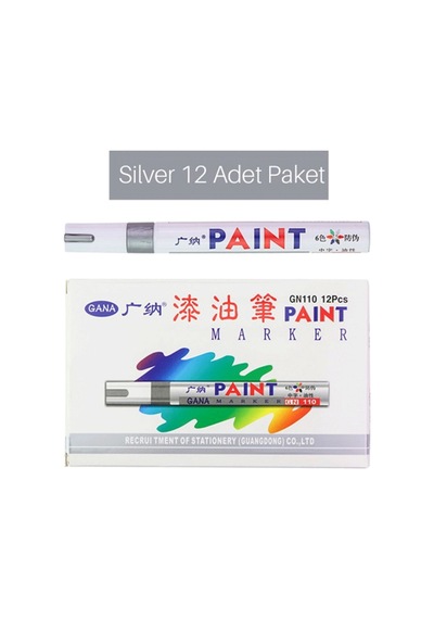 Paint Marker Epoksi Varak Kalem 12 Adet Gümüş