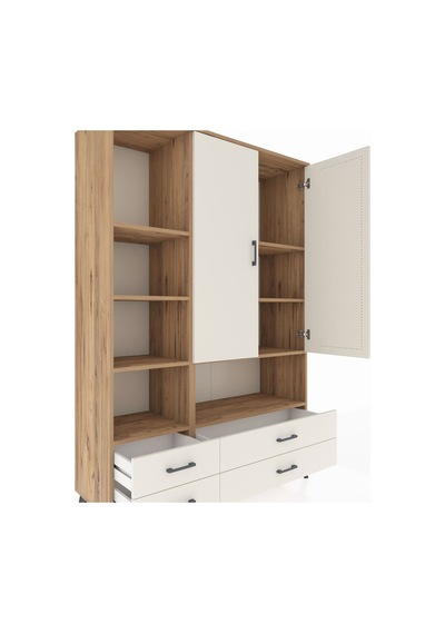 Hyperion Dolap 8 Raflı 4 Çekmeceli 2 Kapaklı 132x44x195 Çam-a... Çam Hyperion Dolap 8 Raflı 4 Çekmeceli 2 Kapaklı 132x44x195 Çam-a... Çam