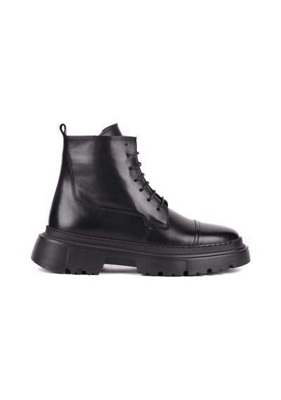 Shoetyle - Hakiki Deri Siyah Renk Fermuarlı Erkek Postal Bot - 250-13-206-1659