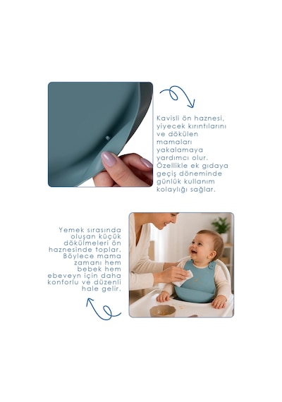 Babyjem Mini Silikon Mama Önlüğü Mint