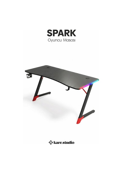 Spark 25mm RGB Aydınlatmalı Oyuncu Masası | Siyah Karbon Fiber Kaplama Spark 25mm RGB Aydınlatmalı Oyuncu Masası | Siyah Karbon Fiber Kaplama