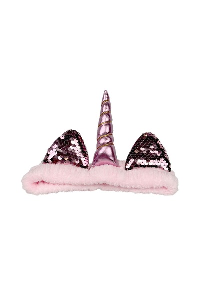 Unicorn Peluş Bandana Makyaj Saç Bandı Açık Pembe Pembe Boynuzlu Pembe