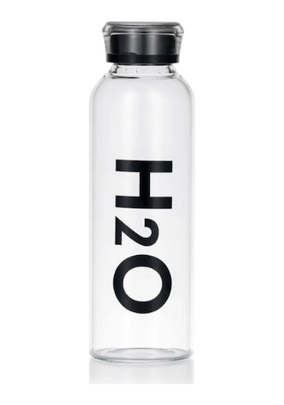 H2o 1 Lt Borosılıkat Cam Matara Isıya Dayanıklı Büyük Boy Matara Siyah