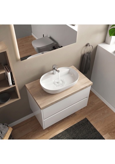 Dura Bagno Dream Çanak Lavabo 60x40 Cm, Batarya Delikli, Tezgah Üstü, Beyaz 5840
