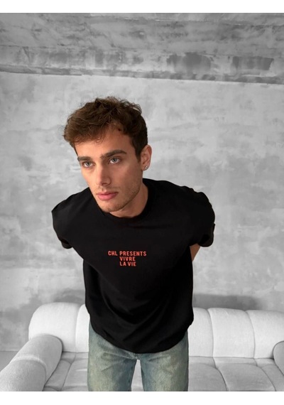Yake Store Ön Ve Arka Baskılı Oversize Bisiklet Yaka T-shirt- Siyah - Siyah