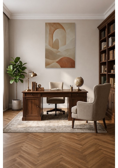 Tam Renk Bej Terracotta Bohem Soyut Modern Dekoratif Kanvas Duvar Tablosu Çok Renkli
