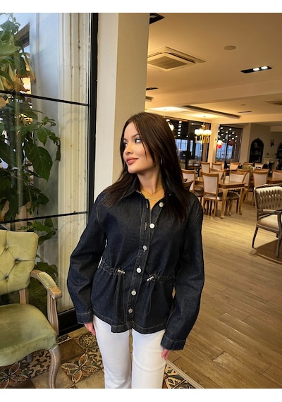 Keymoda Kadın Kot Gömlek Lacivert Lacivert