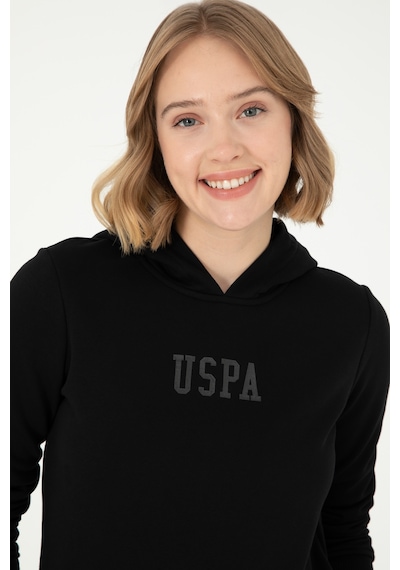 U.S. Polo Assn. Kadın Siyah Basic Kapüşonlu Sweatshirt 50289536-VR046
