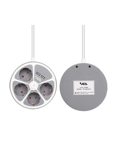Vea 4'lü Grup Priz 2 Usb Girişli Anahtarlı 1.5 Metre Kablolu Çoklu Priz Uzatma Kablosu Ev Ofis Bilgisayar Telefon Şarj Prizi
