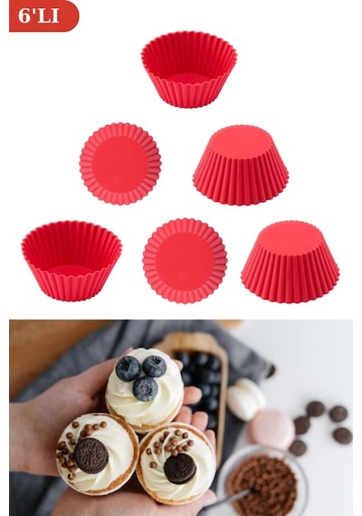 Onikiden Airfryer Silikon Kek Muffin Kalıbı 6 Lı - Tüm Hava Fritözleriyle Uyumlu Sl33