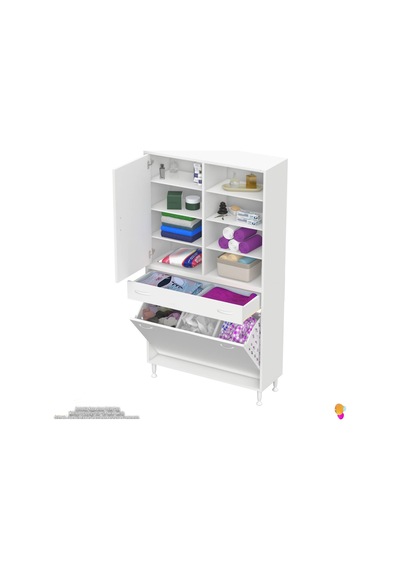 Modilayn Afra 100x173x32,5cm 1 Çekmece, 3 Göz Sepet, 1 Kapak, 8 Raf Dar Alan Banyo Dolabı Beyaz Modilayn Afra 100x173x32,5cm 1 Çekmece, 3 Göz Sepet, 1 Kapak, 8 Raf Dar Alan Banyo Dolabı Beyaz