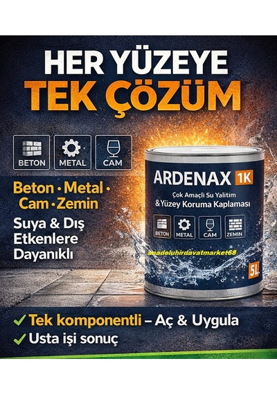Ardnax Teras Su Sızdırmaz Havuz Yalıtımı Sızıntı Önleyici Su Yalıtım Reçine Şeffaf 5lt