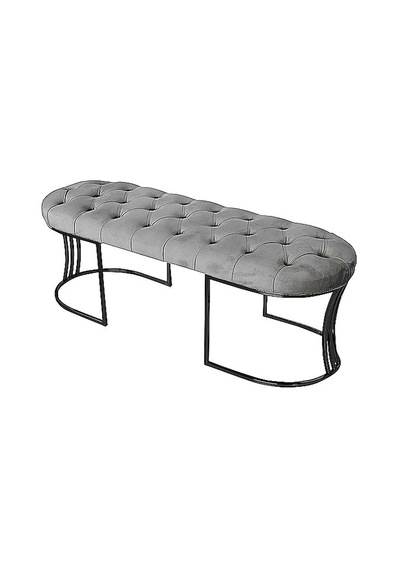 Viego Siyah Bench Puf Açık Gri