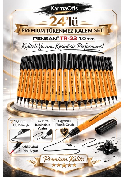 Tr-23 1.0 Mm Siyah 24'lü Tükenmez Kalem Siyah24