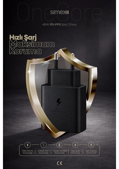 45W Samsung Uyumlu Süper Hızlı Şarj Aleti Type-C Güç Cihazı Adaptörü Başlığı S22 S23 S24 S25 S26 Ultra Plus