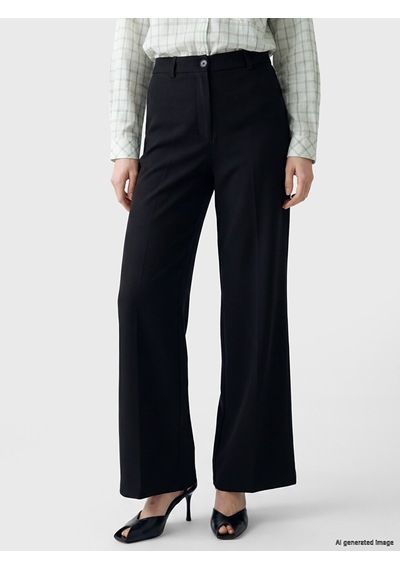 Lcw Modest Siyah Regular Fit Geniş Paça Kadın Pantolon