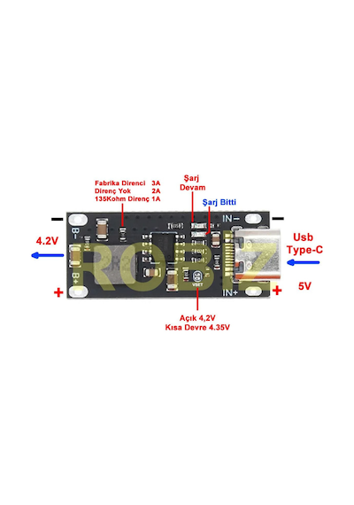 Ip2312 4.2v 3a Lityum Pil Yüksek Akımlı Şarj Devresi Tek Hücreli Li-ion Lipo Type-c Usb Giriş