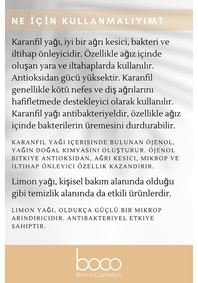 Boco Born In Cosmetics Karanfil + Limon Uçucu Yağı 2 x 10 ML
