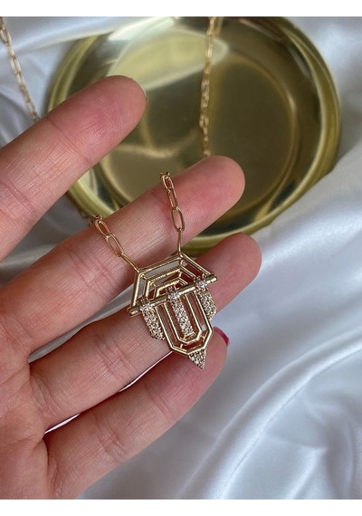 Pinery Jewels Zirkon Taşlı Altın Kaplama Zincir Altın
