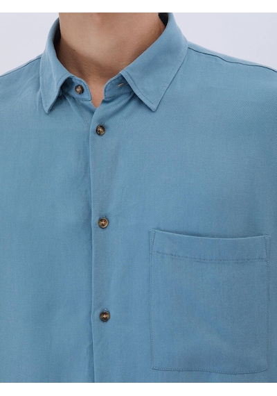 Kip Koyu Mint Fitilli Oversize Fit Dokuma Casual Gömlek Mint