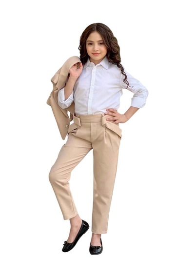 Riccotarz Kız Çocuk Gümüş Düğme Detaylı Yelek Gabardin Beyaz Gömlek Krem Alt Üst Takım Krem Riccotarz Kız Çocuk Gümüş Düğme Detaylı Yelek Gabardin Beyaz Gömlek Krem Alt Üst Takım Krem