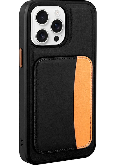 Apple Uyumlu iPhone 16 Pro Kılıf Kartlıklı Zore X-kart Silikon Kapak - Turuncu Turuncu