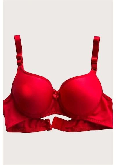 Ang Butik Mikro Kumaş Push Up Dolgulu Balenli Günlük Tek Destekli Sütyen Ten