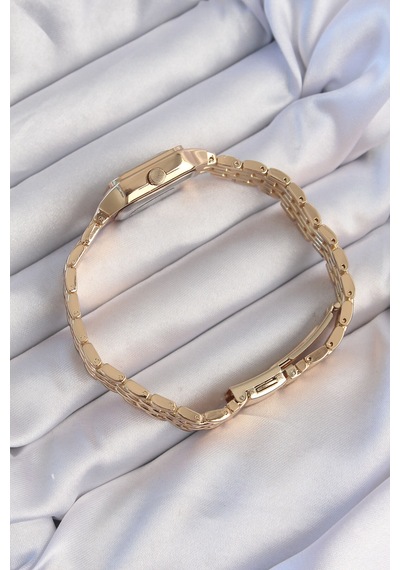 Mokashopin Erb Gold Renk Zirkon Taşlı Kare Model Roma Rakamlı Retro Kadın Saat Altın - 648635719 Altın