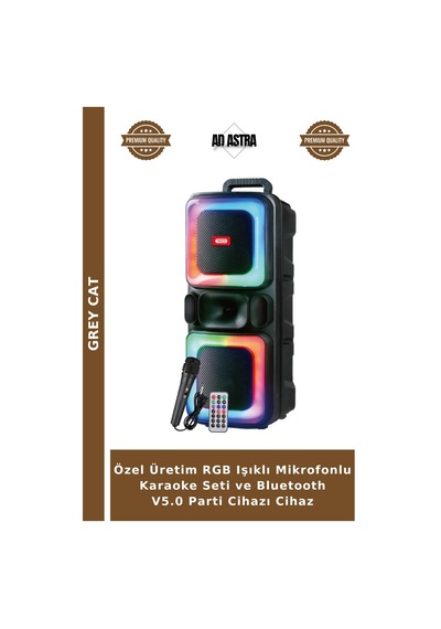 Özel Üretim Rgb Işıklı Mikrofonlu Karaoke Seti Ve Bluetooth V5.0 Parti Cihazı Cihaz