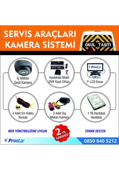 Okul Ve Servis Taşıtları Için 1 Tb Kayıtlı Kamera Set