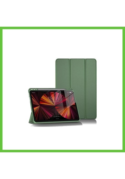 Bezos Apple iPad Uyumlu Pro 11 2024 Kılıf Tablet Smart Kılıf - Koyu Yeşil Dmc