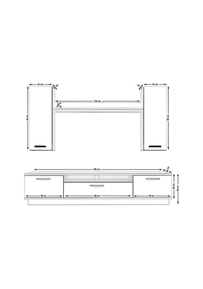 Decoraktiv Trendstyle 5d Slm Tv Ünitesi Tv Sehpası Beyaz - Ceviz