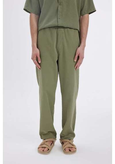 Defacto - Bol Rahat Kesim Wide Leg Yazlık Keten Pantolon C2727AX25SP Haki