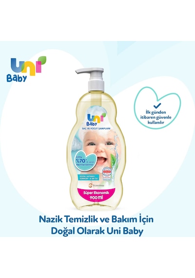 Uni Baby Bebek Saç ve Vücut Şampuanı 3 x 900 ML