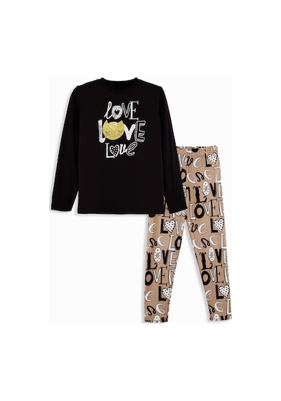 Denokids Love Kız Çocuk T-shirt Tayt Takım Renkli