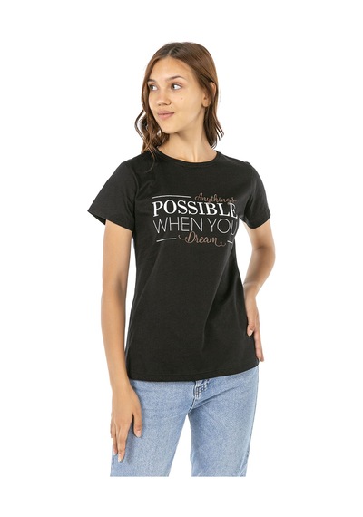 Kadın Penye Baskılı 6'lı Paket T-shirt Çok Renkli