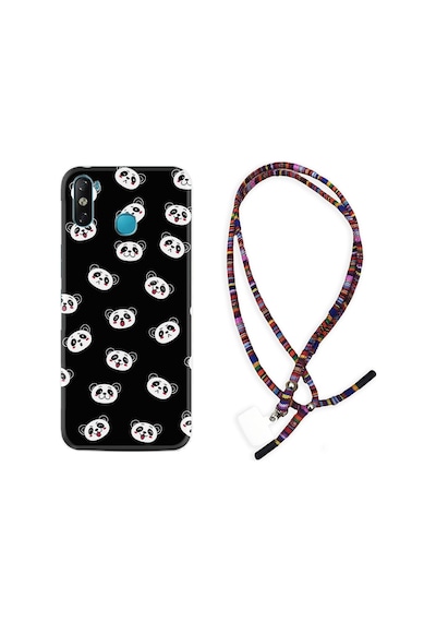 Infinix Smart 4 Kılıf Rasta Boyun Askılı Panda Suratları 1773