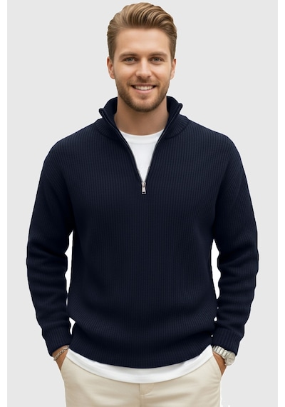 Rizzup Erkek Lacivert Yarım Fermuarlı Oversize Kesim Triko Kazak Yumuşak Dokulu Örgü Kazak 2608511 Rizzup Erkek Lacivert Yarım Fermuarlı Oversize Kesim Triko Kazak Yumuşak Dokulu Örgü Kazak 2608511