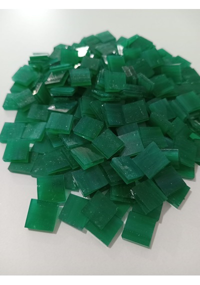 Koyu Yeşil Kare Vitray Cam Mozaik Taşı - Sanatsal Mozaik İçin Yaklaşık 10 X 10 Mm