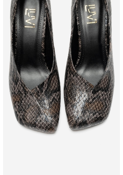 Luvi Shoes Hertz Siyah Gri Desenli Kadın Topuklu Ayakkabı