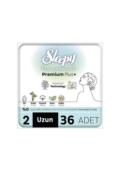 Sleepy Bio Natural Ped Premium Plus Uzun 36 Adet Mega Paket 8'li Paket