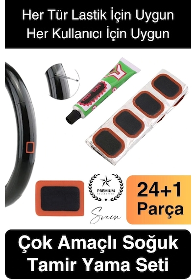 Ekstra Güçlü 24 Parça Kolay Pratik Araba Bisiklet Motosiklet Soğuk Yama Lastik Tamir Yaması Seti Diğer