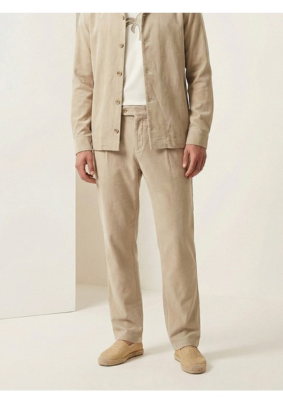 Xint Naturel Keten Karışımlı Regular Fit Pantolon 100744 Bej