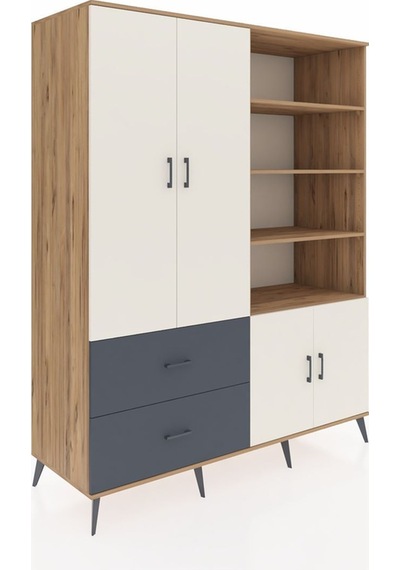 Kronos Gardrop 7 Raflı 2 Çekmeceli Tek Askılı 176x59x221 Çam-aytaşı/antrasit Aytaşı/antrasit Kronos Gardrop 7 Raflı 2 Çekmeceli Tek Askılı 176x59x221 Çam-aytaşı/antrasit Aytaşı/antrasit
