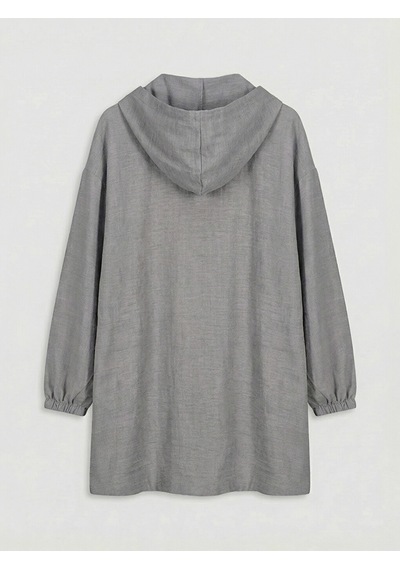 Lc Waikiki Lc Waıkıkı Gri Kapüşonlu Oversize Kadın Tunik