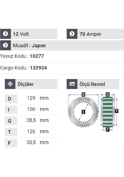 Nursan 150212 Statör 12v 70a Hyundai Accent - Elentra - Atos Taksi Grubu