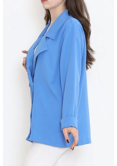 Oversize Düğmeli Ceket Mavi - 951.1247. Çok Renkli
