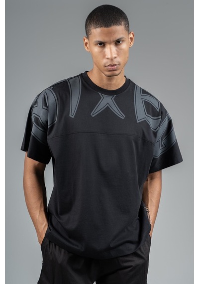 Maraton Sportswear Oversize Erkek Bisiklet Yaka Kısa Kol Basic Siyah T-shirt 23246-siyah
