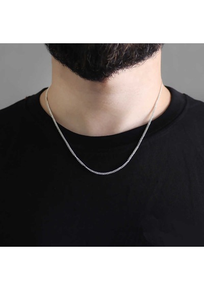 925 Ayar Gümüş 50 Cm 60 Mikron Gurmet  Gümüş Erkek Zincir Kolye (291698860)